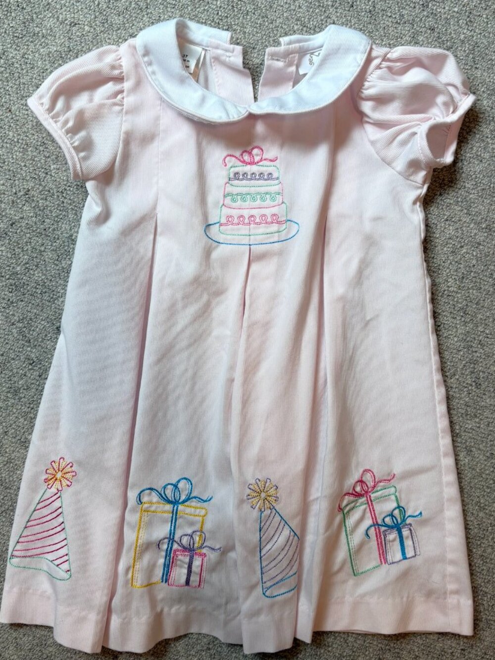 Lulu Bebe Pink Birthday Embroidered Dress